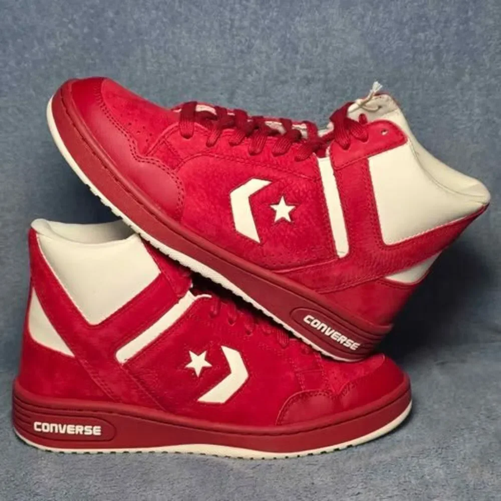 Converse Weapon Mid Red White High Top Sneakers Mens 9.5 or Womens 11
